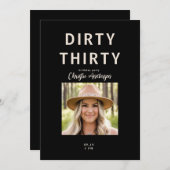 ブラックダーティ30フォト誕生日パーティー 招待状 (正面/裏面)