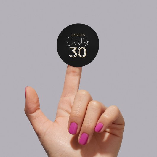 ブラックダーティ30名前をカスタムする誕生日シール ラウンドシール