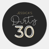 ブラックダーティ30名前をカスタムする誕生日シール ラウンドシール (正面)