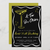 ブラックチお洒落ニビットオールドMartini誕生日 招待状 (正面/裏面)