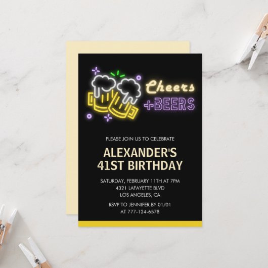 ブラックチェアーズ ビール 41歳の誕生日パーティーの招待状 招待状 (正面/裏面インサイチュ)