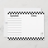 ブラックチェッカーボードレシピカード – 前面と背面 (裏面)