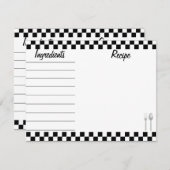 ブラックチェッカーボードレシピカード – 前面と背面 (正面/裏面)