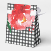 ブラックチェック柄のテントスタイルの水彩ローズギフトボックス フェイバーボックス (裏面サイド)