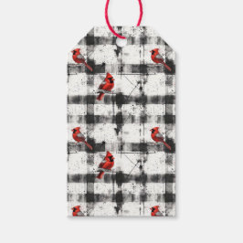 ブラックチェック（鳥）ショウジョウコウカンチョウ水彩 ギフトタグ