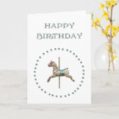 ブラックチェリーによる回転木馬の誕生日の挨拶状 カード (黄色い花)