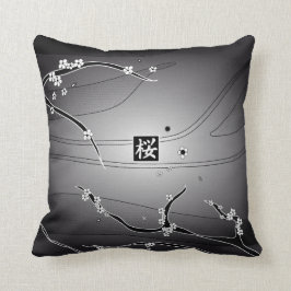 ブラックチェリーの花の木 クッション