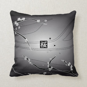 ブラックチェリーの花の木 クッション