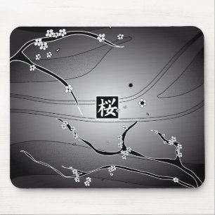 ブラックチェリーの花の木 マウスパッド