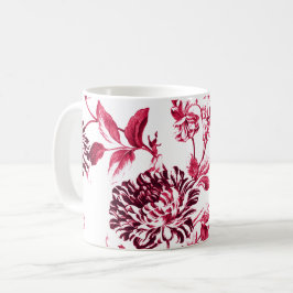 ブラックチェリーの赤いヴィンテージ花のToile No.2 コーヒーマグカップ