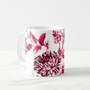 ブラックチェリーの赤いヴィンテージ花のToile No.2 コーヒーマグカップ