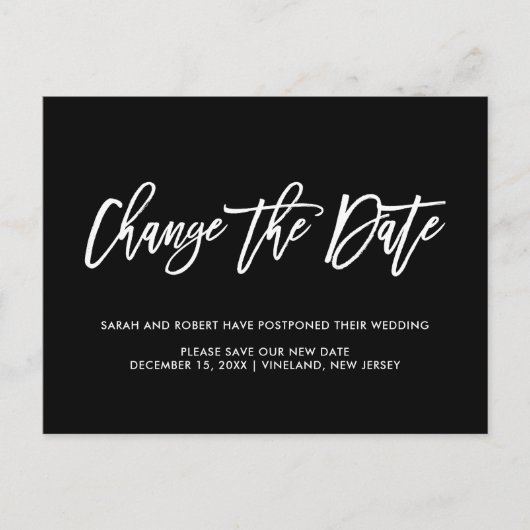 ブラックチェンジ延期キャンセル日結婚付 案内ポストカード (正面)