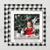 ブラックチエレガントェックフレーム1フォトスクエア シーズンカード (正面/裏面)