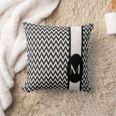 ブラックチエレガントェブロンデザインとモノグラム クッション (ブランケット)