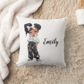 ブラックチビ（小さくかわいく書いた感じ）ガール クッション (ブランケット)