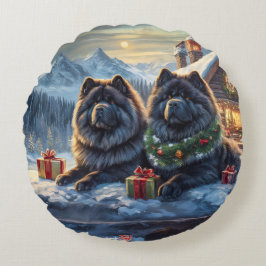 ブラックチャウズホリデーデザインバイリッチアムエンギル ラウンドクッション