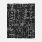 ブラックチャコールグレーパーソナライズされたタイポグラフィ フリースブランケット (正面)