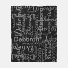 ブラックチャコールグレーパーソナライズされたタイポグラフィ フリースブランケット