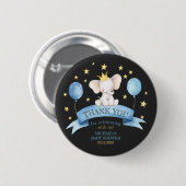 ブラックチョークエレファントベビーシャワーお祝い 缶バッジ (正面&裏面)
