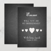 ブラックチョークボードの花嫁の介添え人になってくれますか 招待状 (正面/裏面)