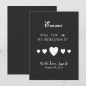 ブラックチョークボードの花嫁の介添え人になってくれますか 招待状 (正面/裏面)