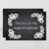 ブラックチョークボードは私のメイド・オブ・オーナー(花嫁付き添い人) 招待状 (正面/裏面)