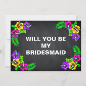 ブラックチョークボードフローラは私の花嫁になる 招待状 (正面)