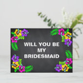 ブラックチョークボードフローラは私の花嫁になる 招待状 (スタンド正面)