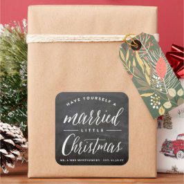 ブラックチョークボード 結婚 小さなクリスマス ホリデー スクエアシール