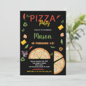 ブラックチリピザ誕生日招待状 招待状 (スタンド正面)