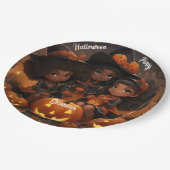 ブラックチルドレンハローウィンパーティプレート ペーパープレート (アングル)