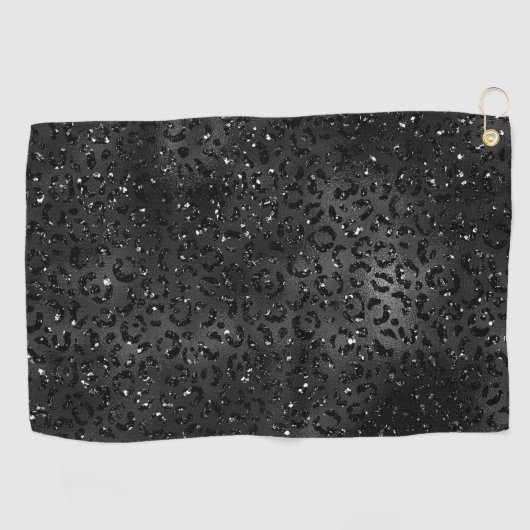 ブラックチートヒョウ皮プリント模様動物 ゴルフタオル (横)