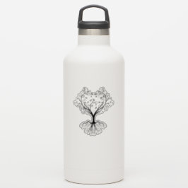 ブラックツリーの生命ハート水ボトル シール