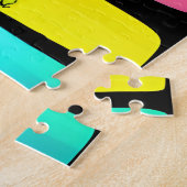 ブラックツリーシルエットの間にレインボーパステルズ ジグソーパズル (側面)