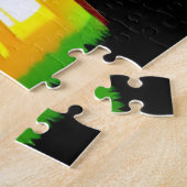 ブラックツリーシルエット付き水色レインボー ジグソーパズル (側面)