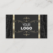 ブラックツリーバークウッドグレイン華美金ゴールド縁どロゴ 名刺 (正面)
