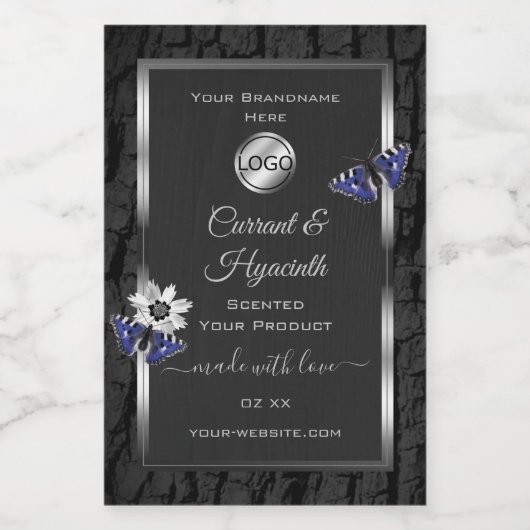 ブラックツリーバークシルバーフレーム製品ラベルロゴ フードラベル (シングルラベル)