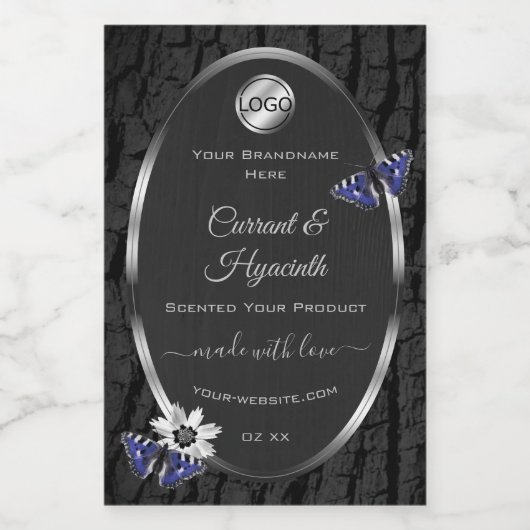 ブラックツリーバークシルバーフレーム製品ラベルロゴ フードラベル (シングルラベル)