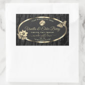 ブラックツリーバーク木目金ゴールド製品ラベルロゴ 長方形シール (バッグ)