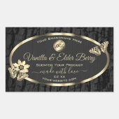 ブラックツリーバーク木目金ゴールド製品ラベルロゴ 長方形シール (正面)