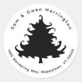 ブラックツリー差出人住所ラウンド封筒用シール ラウンドシール (正面)