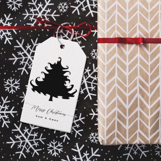 ブラックツリー クリスマス ギフトタグ