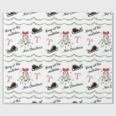 ブラックティスクリスマスソングラッピング紙 ラッピングペーパー (フラット)