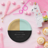 ブラックティファニーミント金ゴールドパステルブライダル結婚ズ ペーパープレート (パーティー)