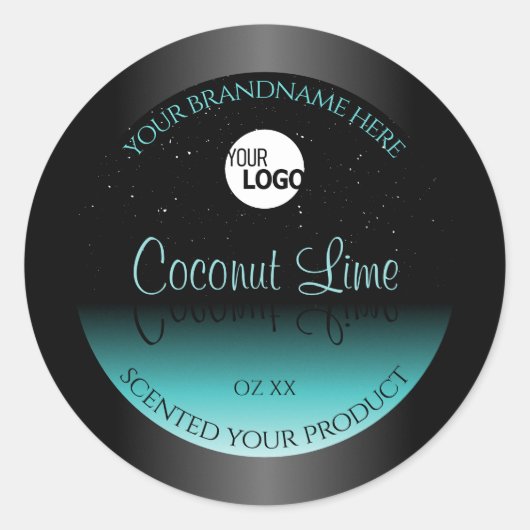 ブラックティールオンブル製品ラベル ソフトグリッター ロゴ ラウンドシール (正面)