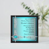 ブラックティールブルーの誕生日パーティー招待状 招待状 (スタンド正面)