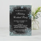 ブラックティールブルーの雪の結晶クリスマスパーティー 招待状 (スタンド正面)