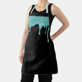 ブラックティール（緑がかった色）アクアブルースパークルドリップグリッター エプロン (インサイチュ)