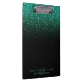 ブラックティール（緑がかった色）グラデーショングリッタースパークルズモノグラム クリップボード (右)