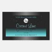 ブラックティール(緑がかった色)グラデーション製品ラベルソフトグリッターロゴ 長方形シール (正面)